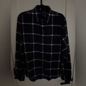 J.Crew Navy and White Plaid Flannel Shirt